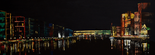 Innenhafen Duisburg bei Nacht